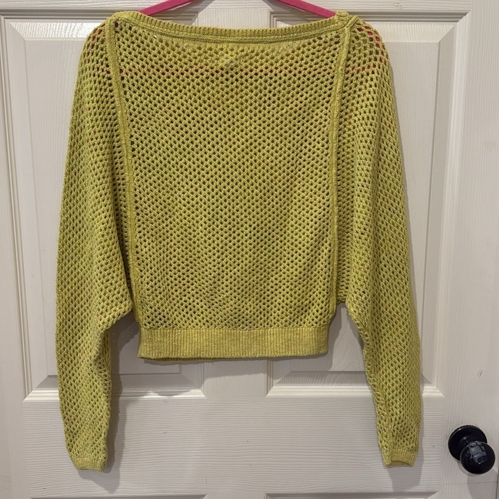 Pilcro yellow open knit sweater, XS - Picture 9 of 10